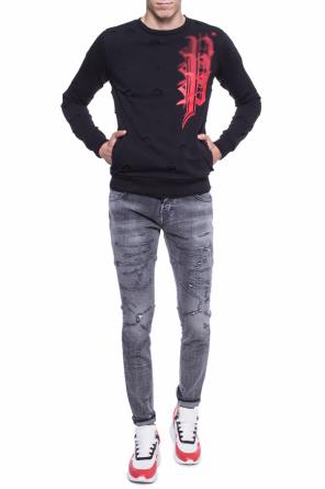 Bluza 'my way' z dziurami i wszytym napisem, zdjęcie 2 Bluza 'my way' z dziurami i wszytym napisem od Philipp Plein